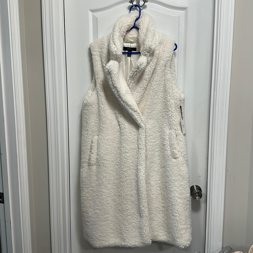 Brand new cream Sherpa long vest